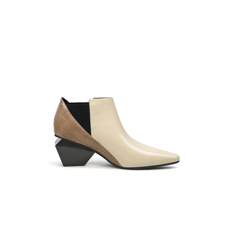 Artistic Patchwork Geometric Ankle Boots