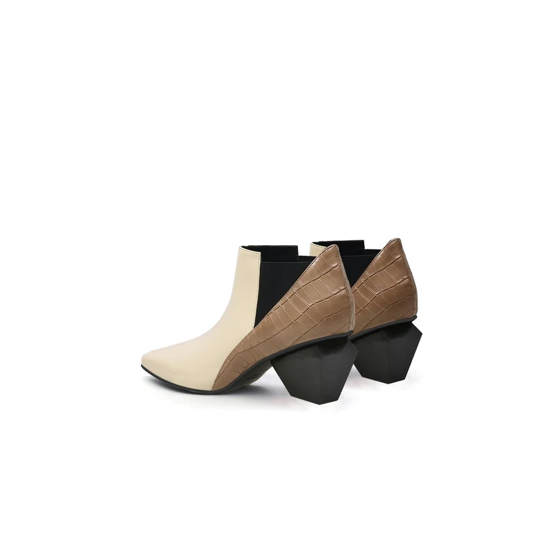 Artistic Patchwork Geometric Ankle Boots