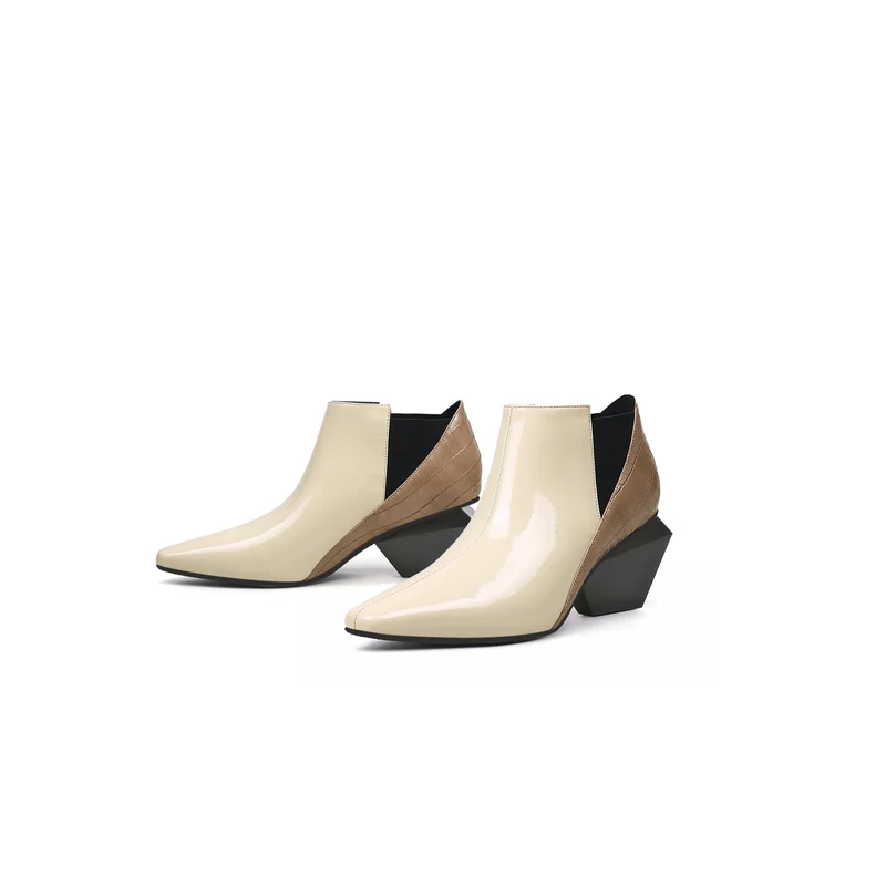 Artistic Patchwork Geometric Ankle Boots