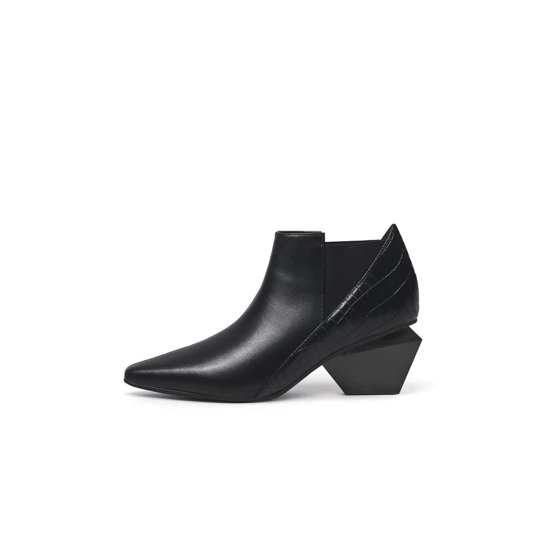 Artistic Patchwork Geometric Ankle Boots