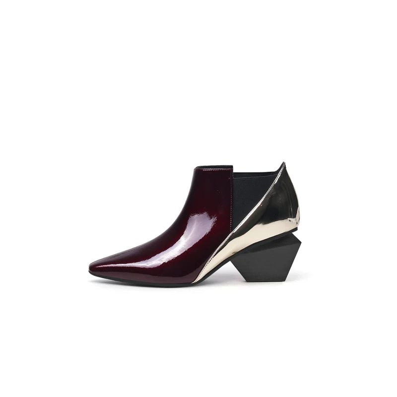 Artistic Patchwork Geometric Ankle Boots