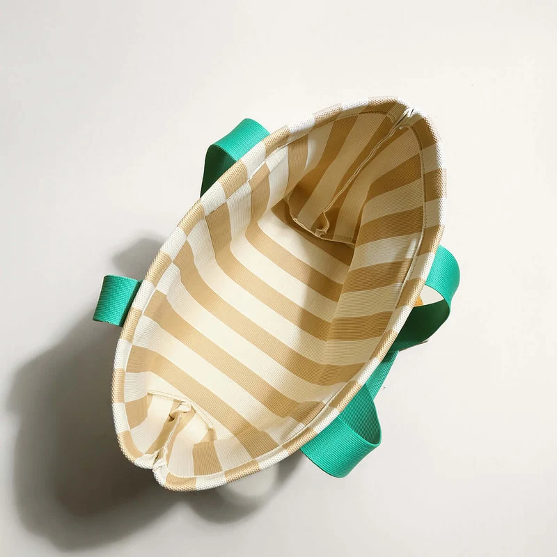 Retro Striped Canvas Tote Bag