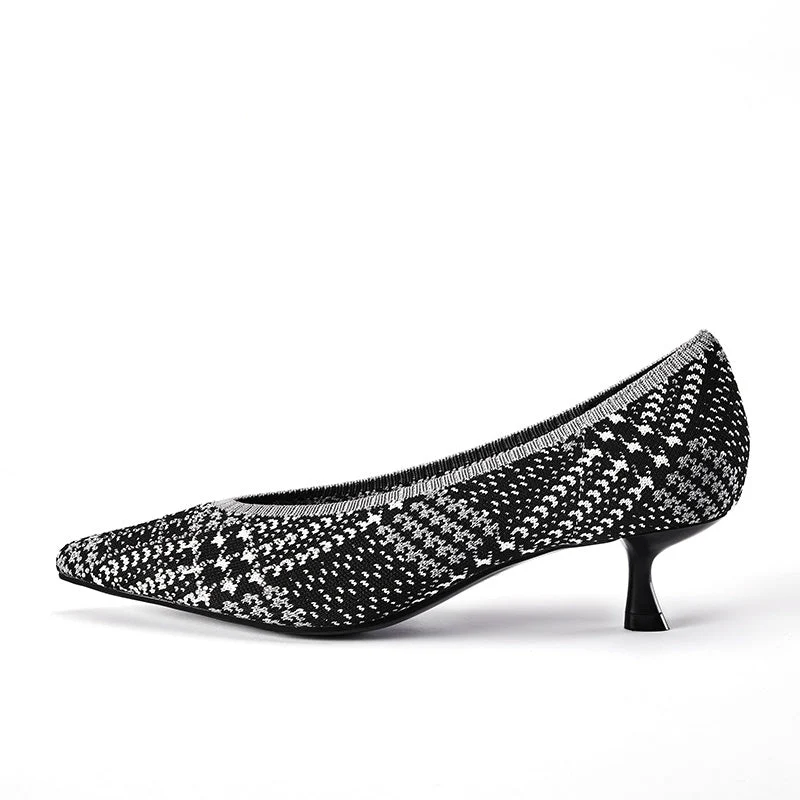 Stylish Pointed Toe Shallow Kitten Heel Work Pumps