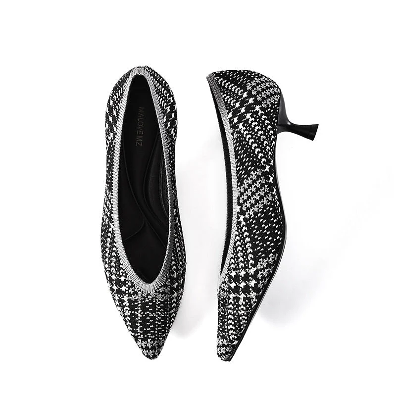 Stylish Pointed Toe Shallow Kitten Heel Work Pumps