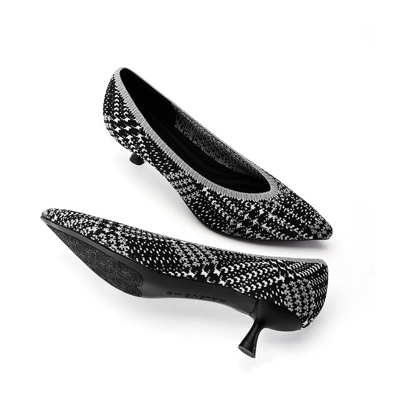 Stylish Pointed Toe Shallow Kitten Heel Work Pumps