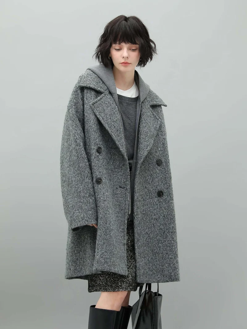 Classic Double-Breasted Napoleonic Grey Trench Coat