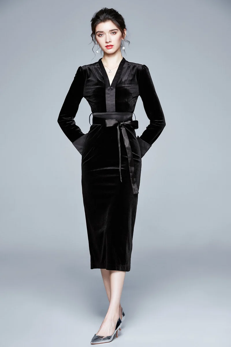 Black Velvet Kimono Dress