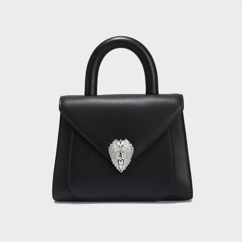 Avant Garde Silver Chain Strap Leather Satchel
