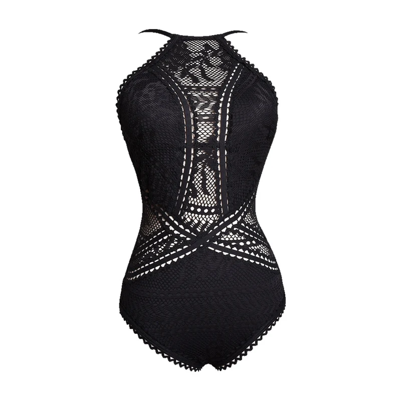Lace Up One Tie Back One Piece Swimsuit
