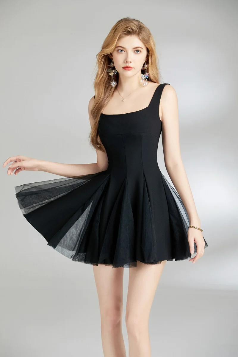 Adelina Fairy Thick Strap Pleated Maxi Dress