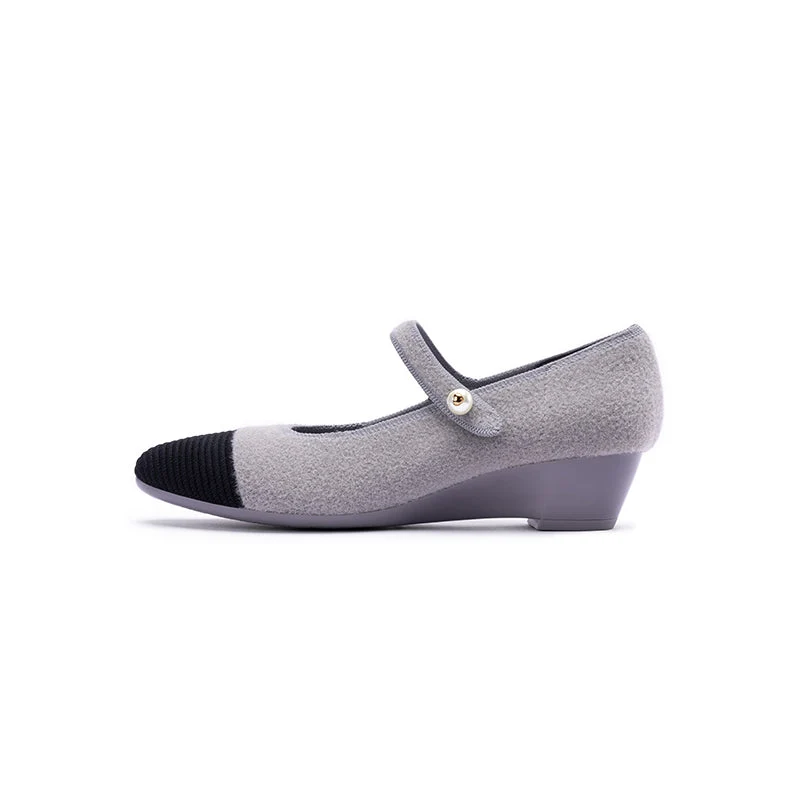 Vintage Tweed Low Heel Strap Mary Jane Shoes