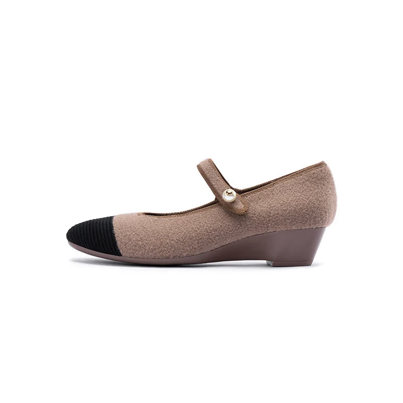 Vintage Tweed Low Heel Strap Mary Jane Shoes