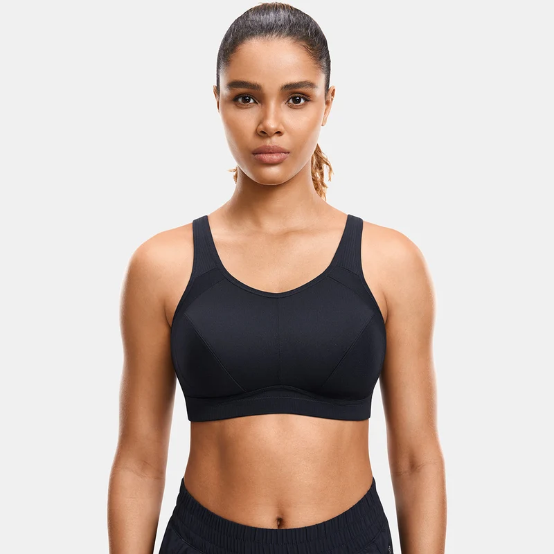 Plus Size High Support Full Coverage Padded Black Wireless Bra