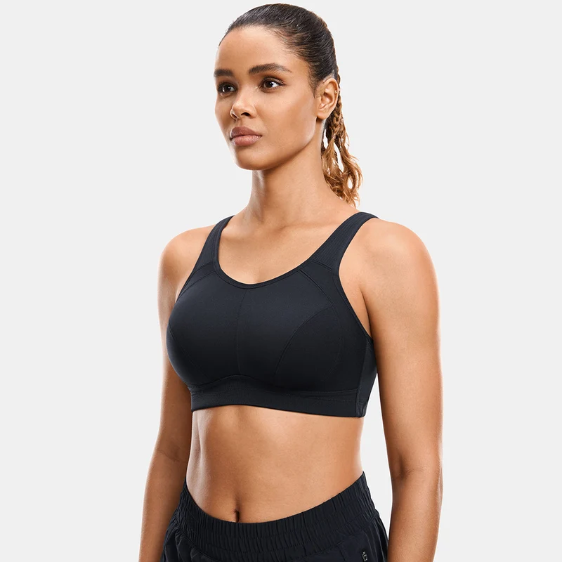 Plus Size High Support Full Coverage Padded Black Wireless Bra