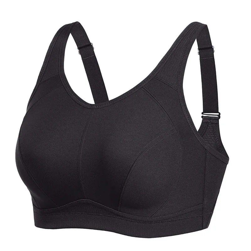 Plus Size High Support Full Coverage Padded Black Wireless Bra