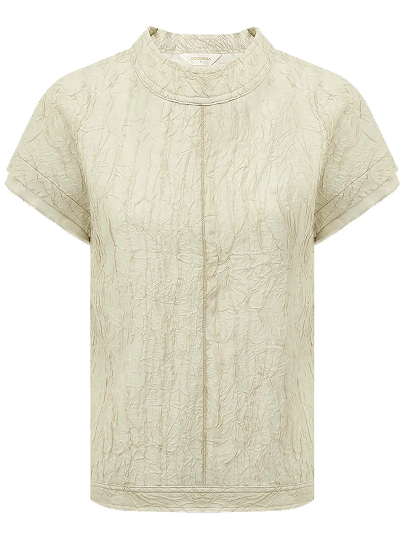 Champagne Satin Tee with Crumpled Texture