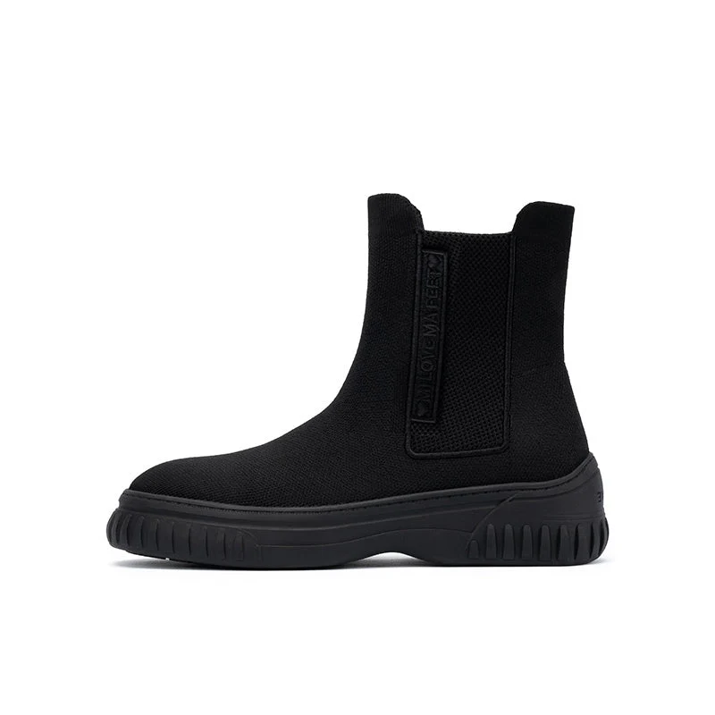 British Style Thick Soled Sporty Chelsea Ankle Boots