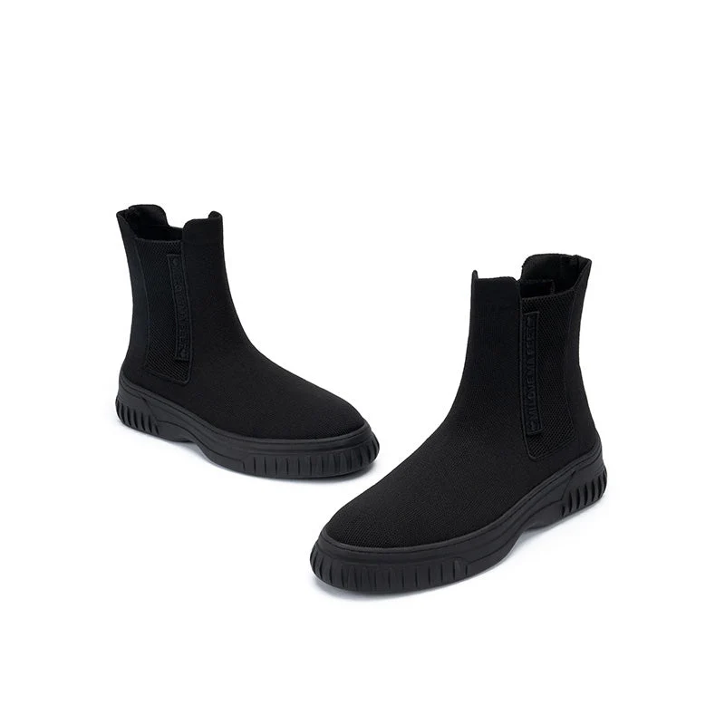 British Style Thick Soled Sporty Chelsea Ankle Boots