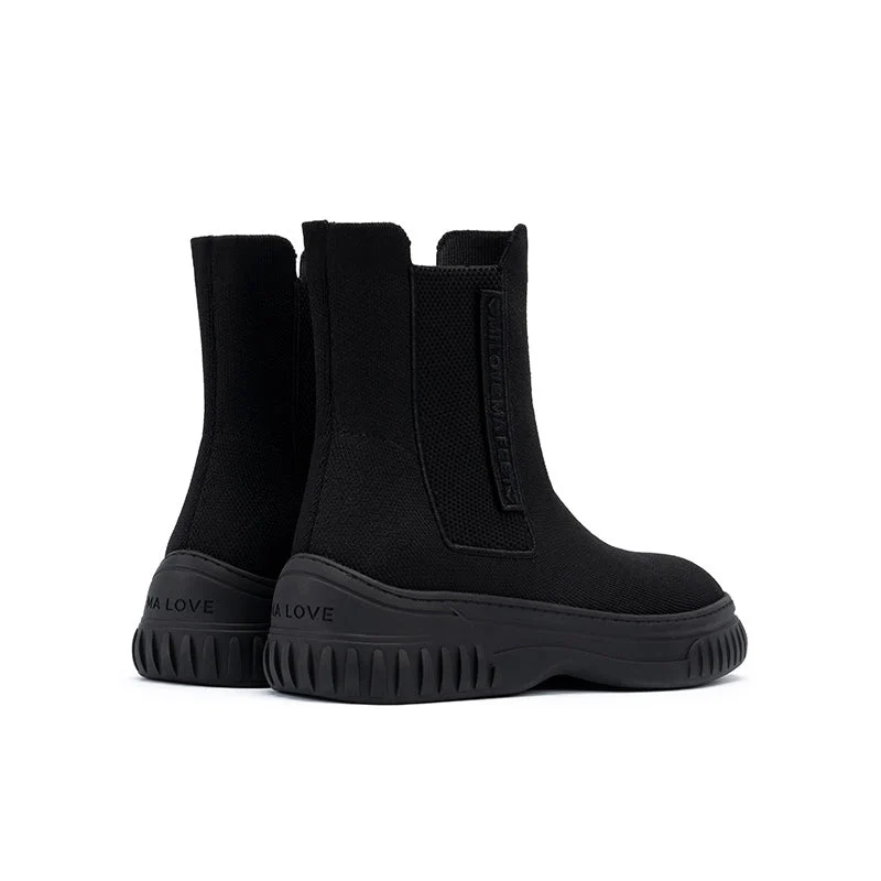 British Style Thick Soled Sporty Chelsea Ankle Boots