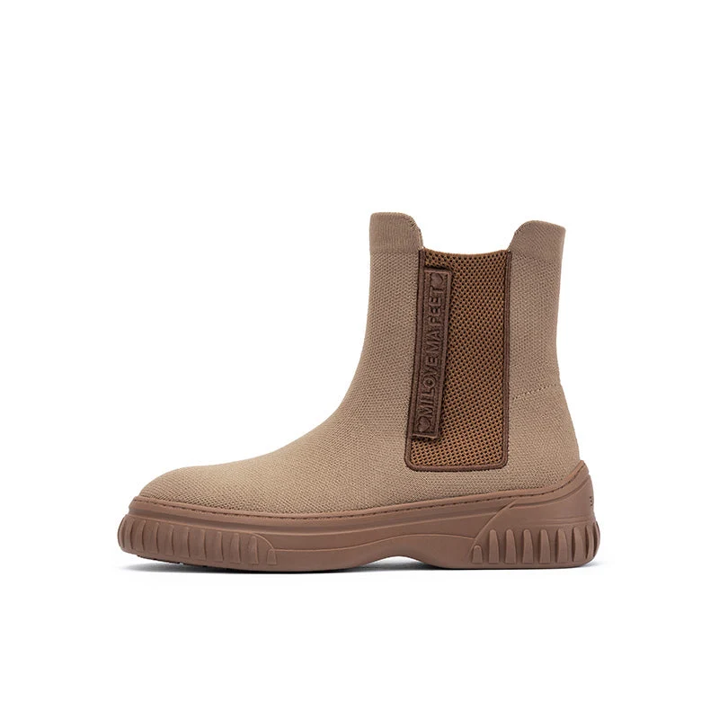 British Style Thick Soled Sporty Chelsea Ankle Boots