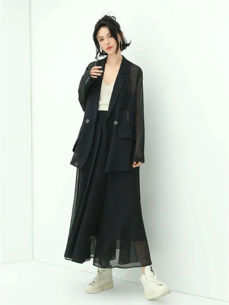 Lightweight Embroidered Sheer Blazer