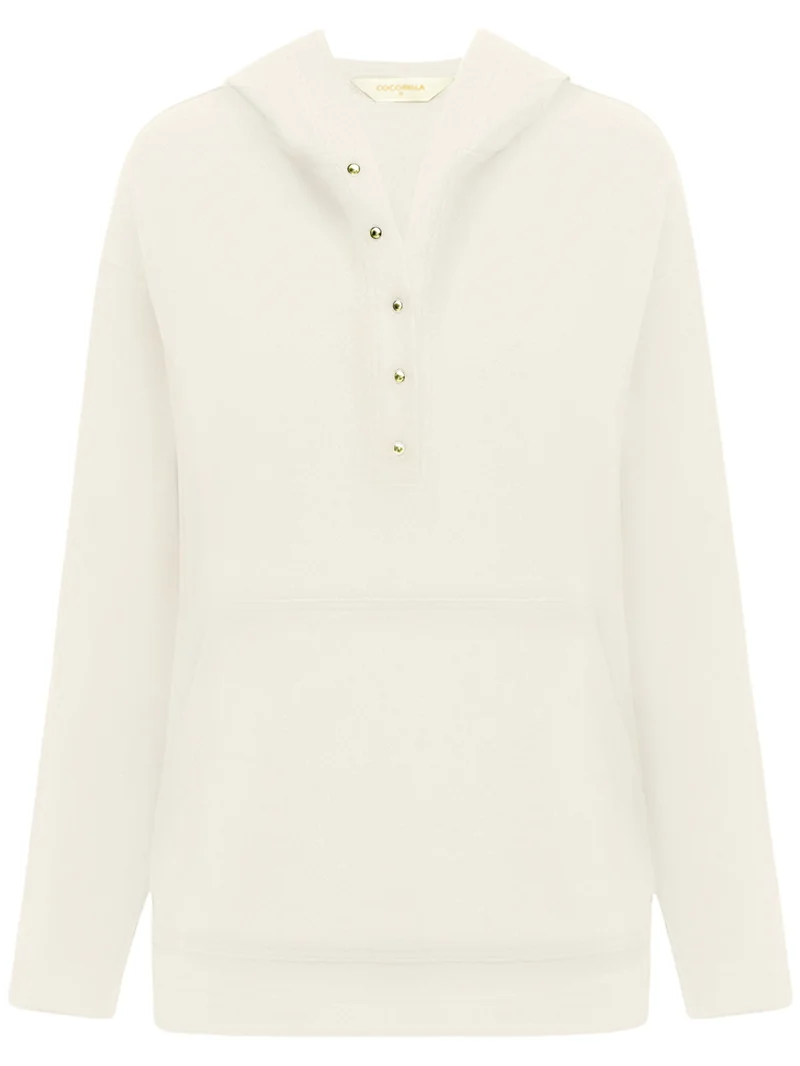 Classic Hooded Sweater with Gold Buttons