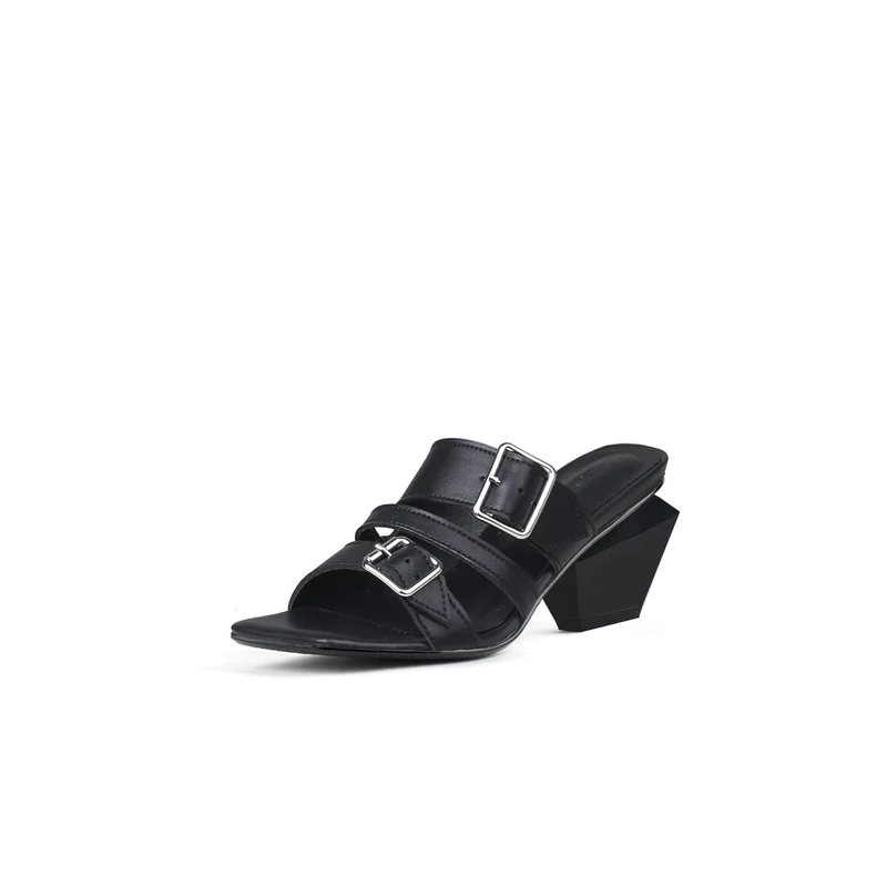 Triple Strap Heeled Mules