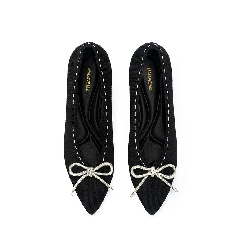 Elegant Rhinestone Bow Kitten Heels