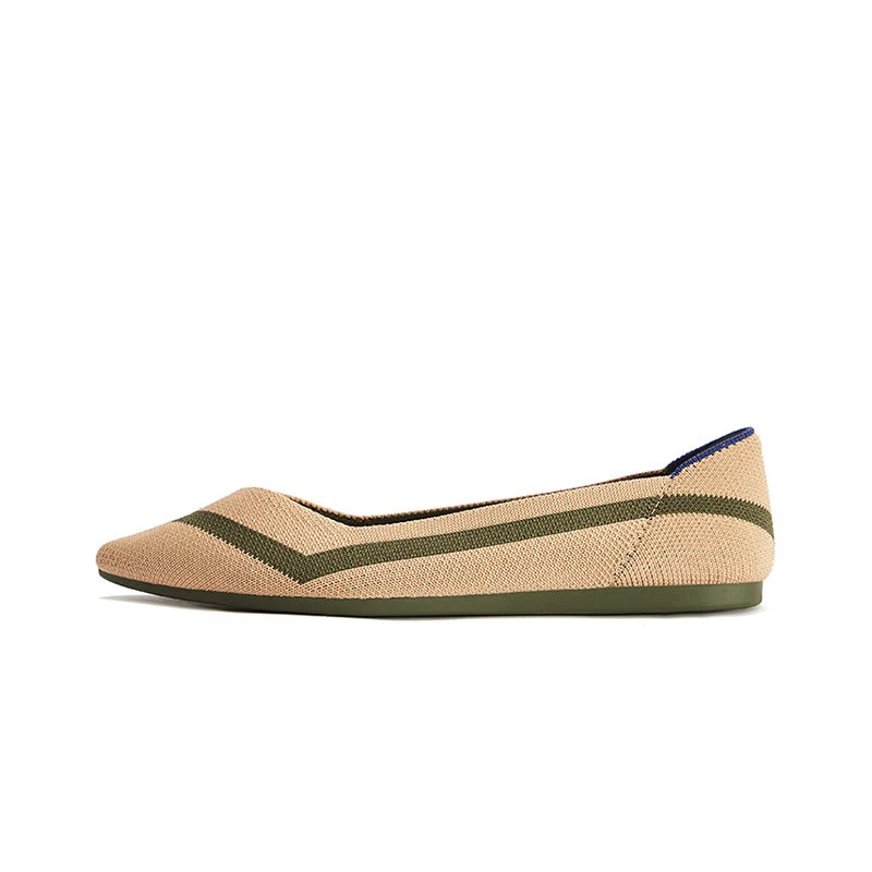 Comfortable Woven Striped Pointed Toe Flats