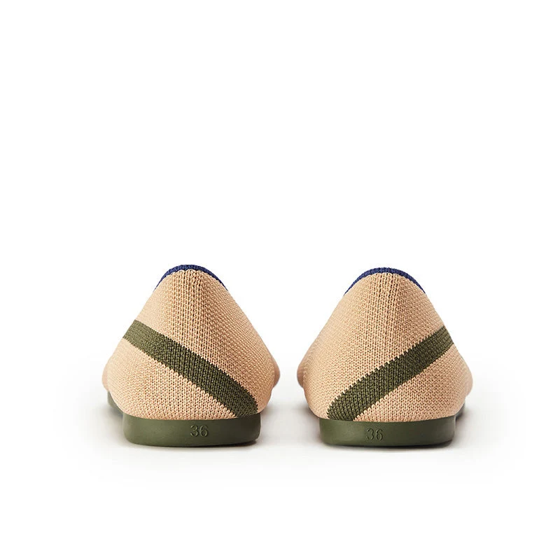 Comfortable Woven Striped Pointed Toe Flats