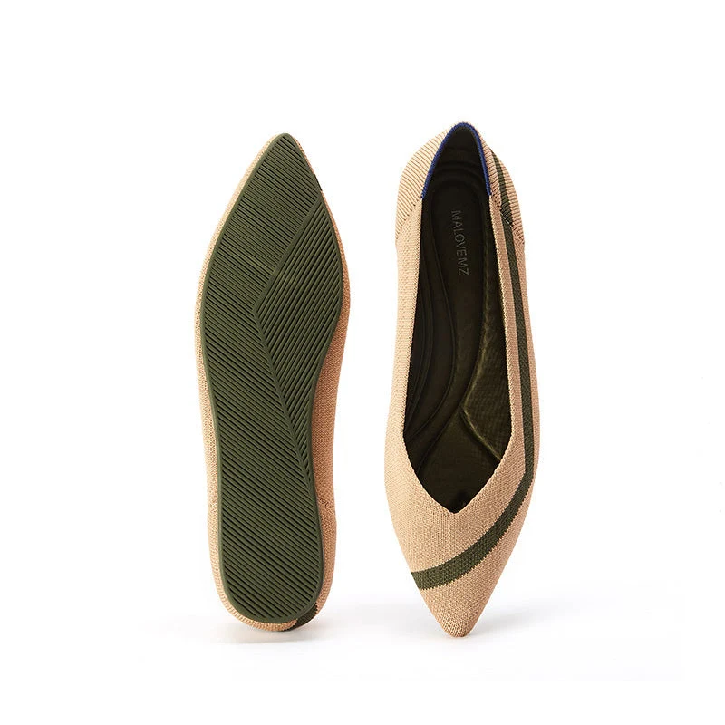 Comfortable Woven Striped Pointed Toe Flats