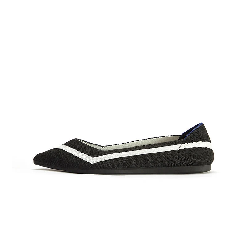 Comfortable Woven Striped Pointed Toe Flats
