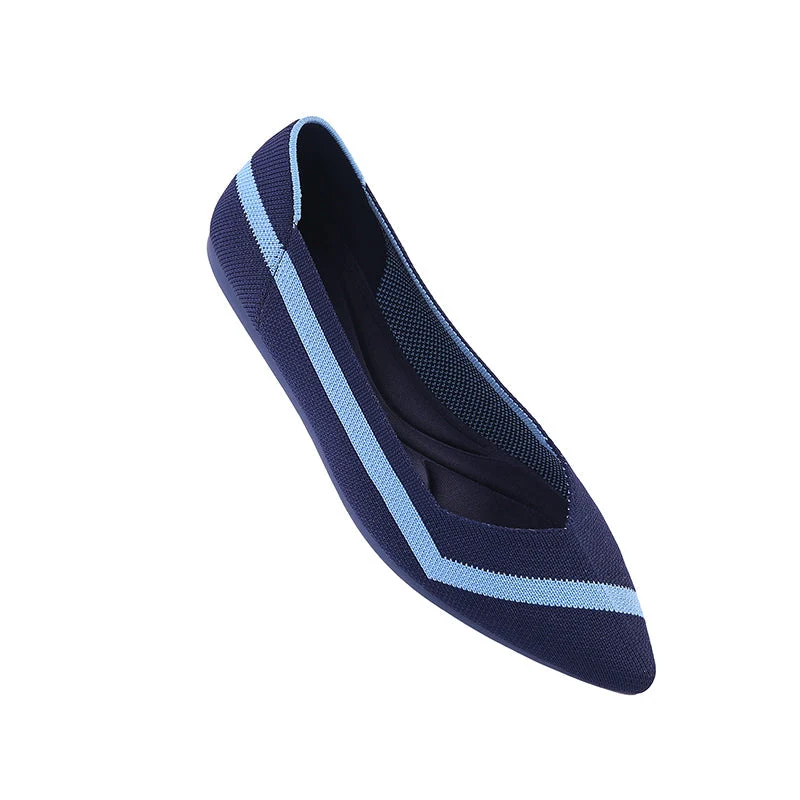 Comfortable Woven Striped Pointed Toe Flats