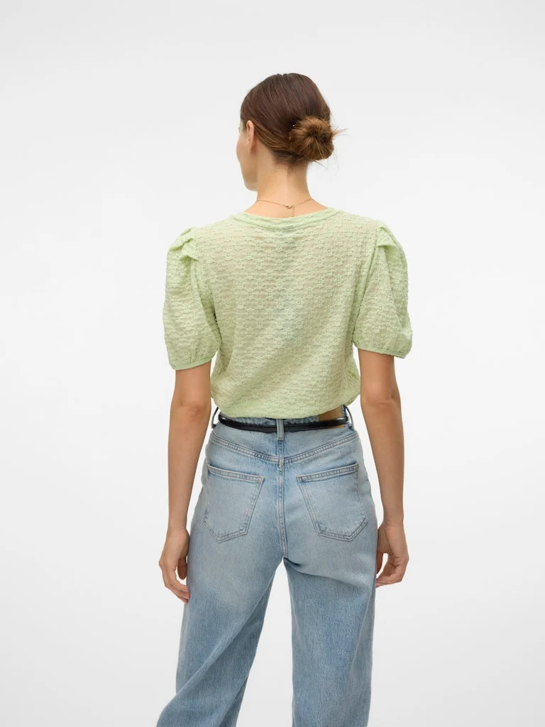 FLOWER SS PUFF SLEEVE TOP