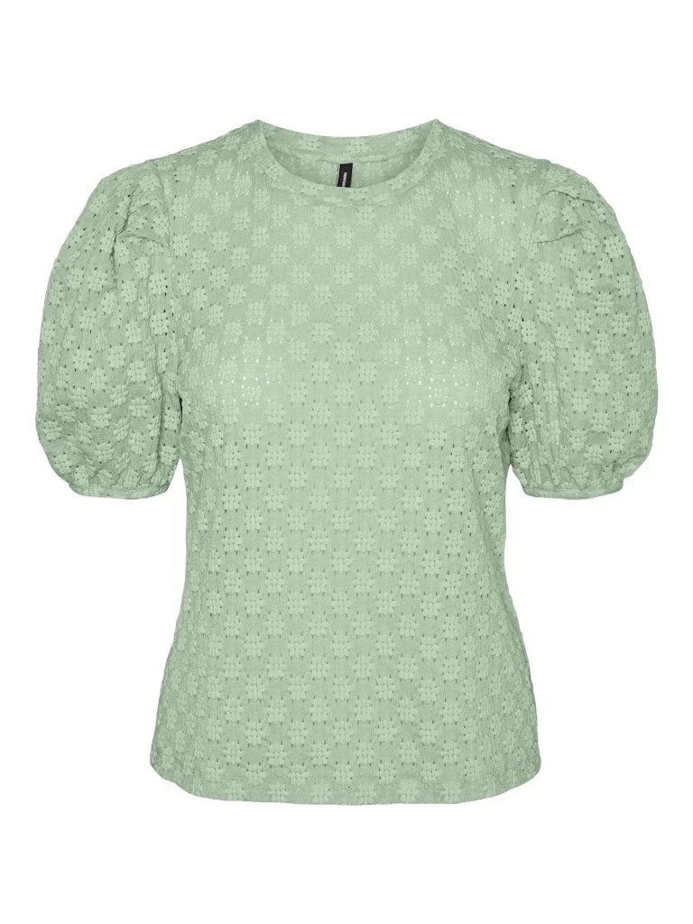 FLOWER SS PUFF SLEEVE TOP