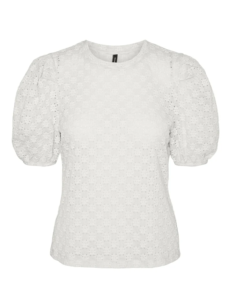 FLOWER SS PUFF SLEEVE TOP