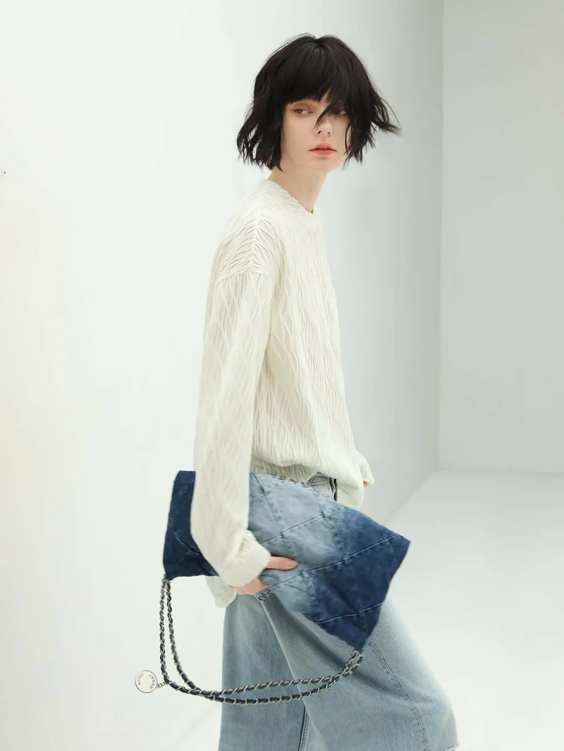 White Textured T Shirt