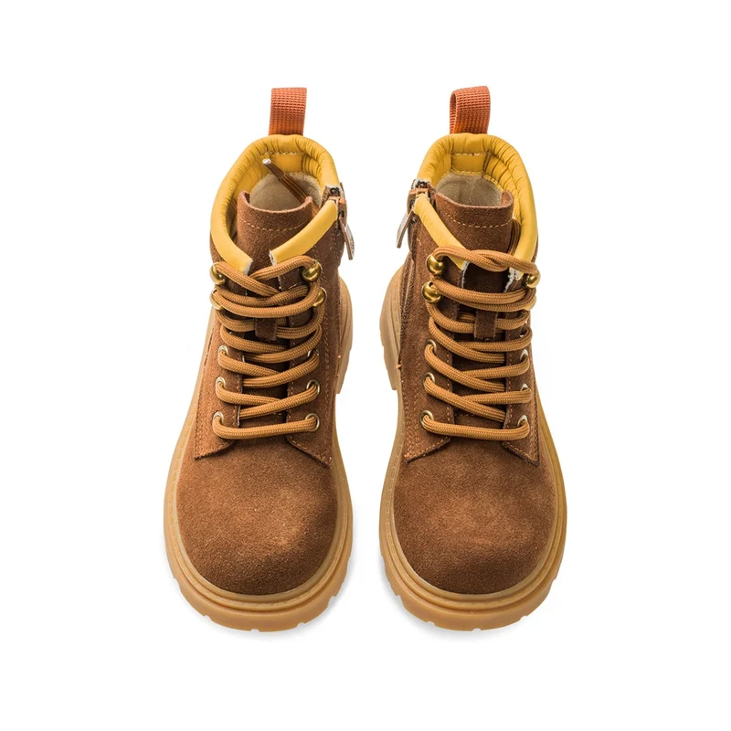 Side Zip Kids Suede Trucker Boots