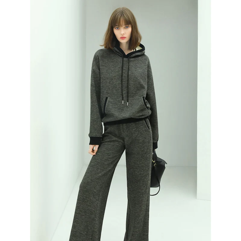 Casual Knitted Pants with Side Pockets in Charcoal