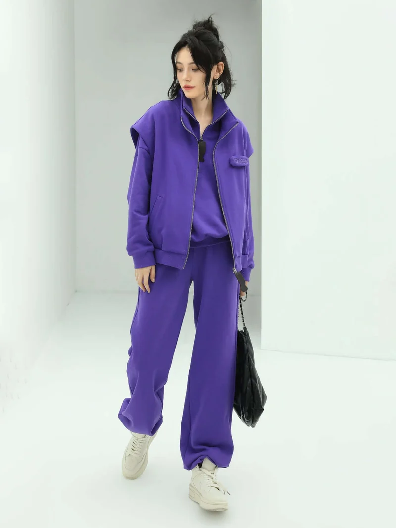 Half-Zip Drop Shoulder Purple Sweater