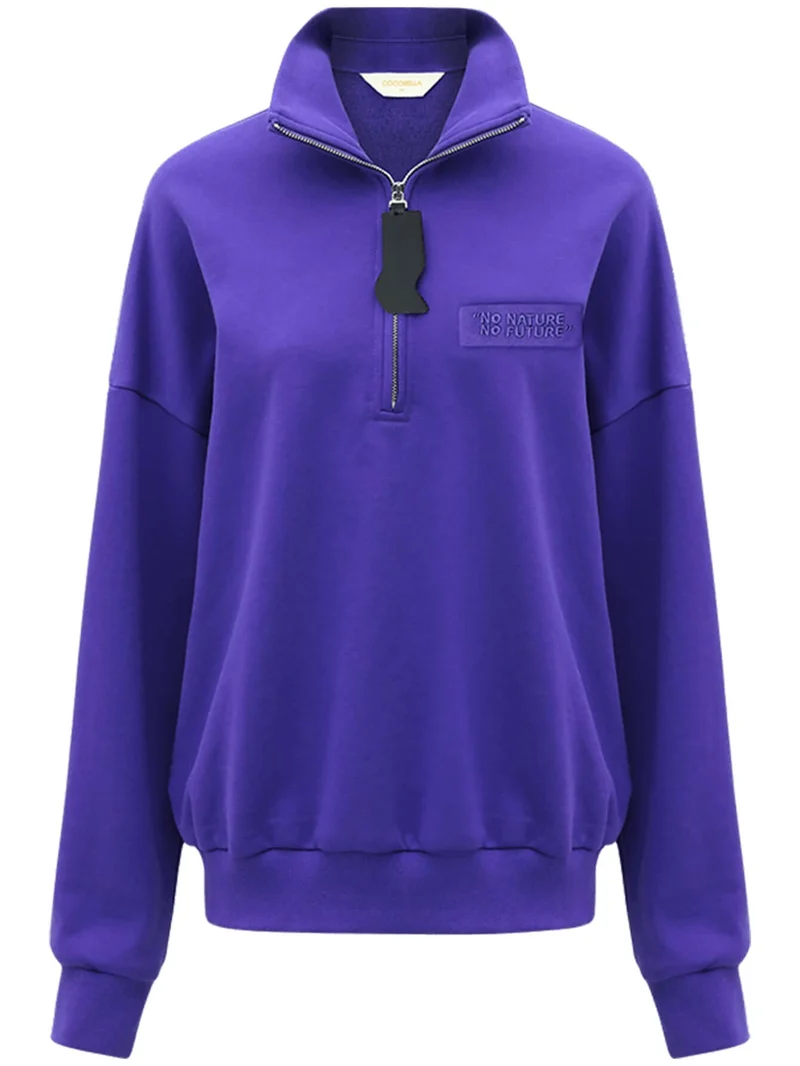 Half-Zip Drop Shoulder Purple Sweater
