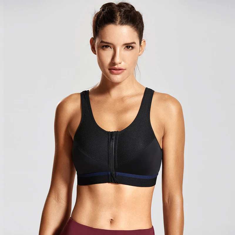 Full Zip Front High Support Wireless Sports Bra