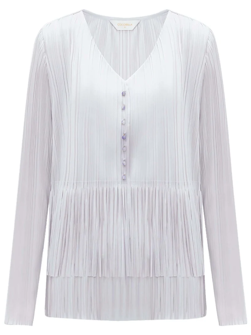 Dreamy Pleated Lilac Chiffon Shirt