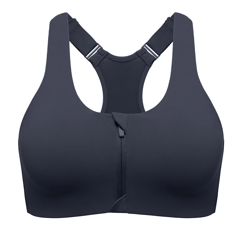 Power On Soft Padded High Impact Zip Front Workout Bra