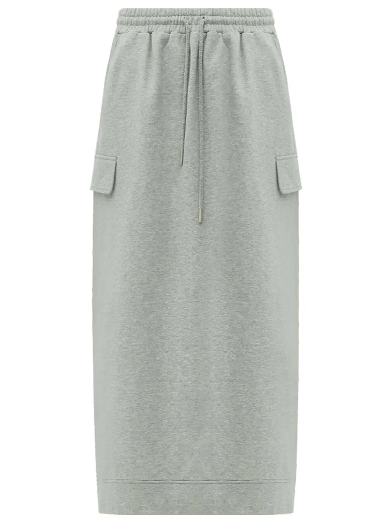 Ultimate Grey Drawstring Midi Skirt