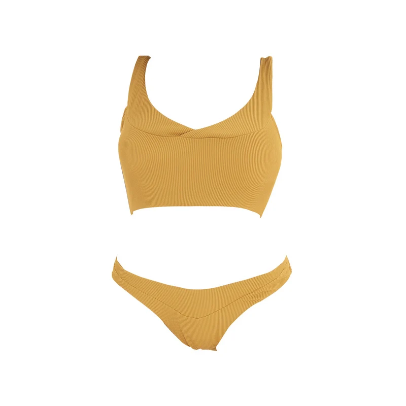 Yellow Two-piece with Low Waist Bikini Bottom