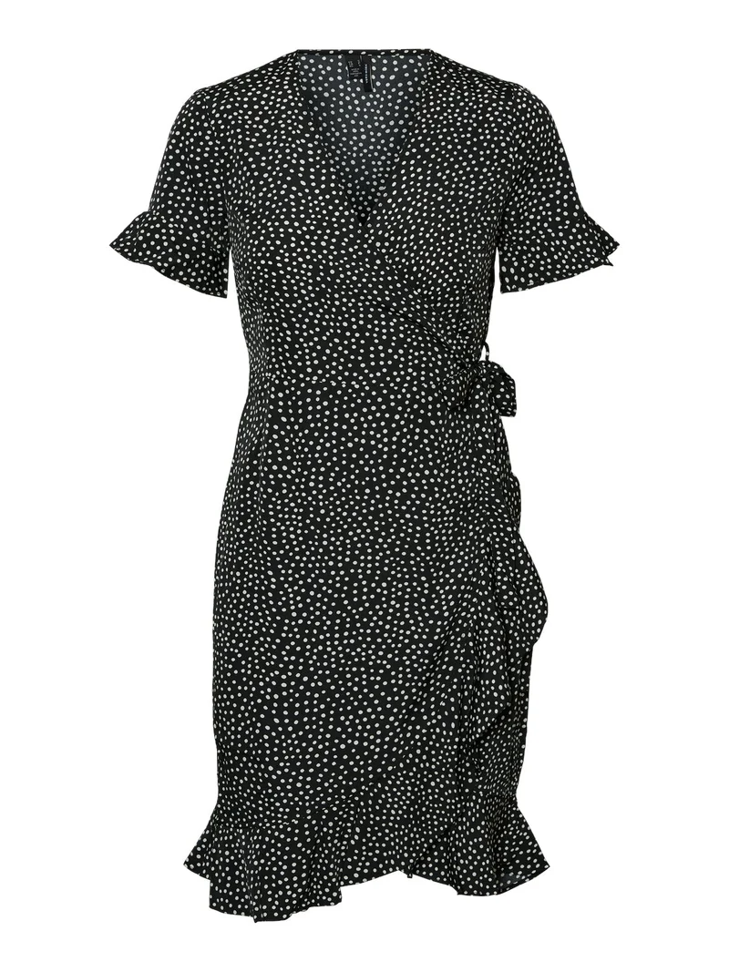 HENNA 2/4 WRAP FRILL DRESS